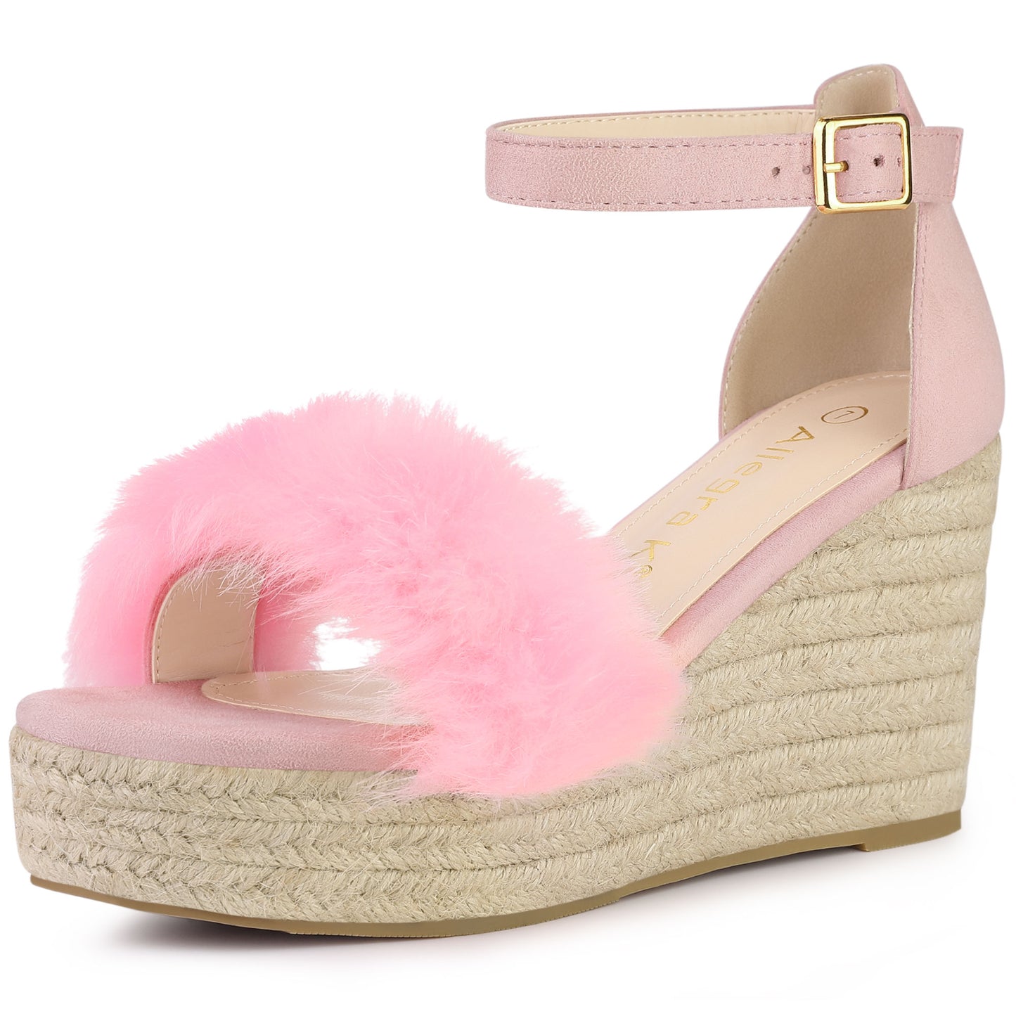Women's Espadrille Platform Heels Faux Fur Wedge Sandals