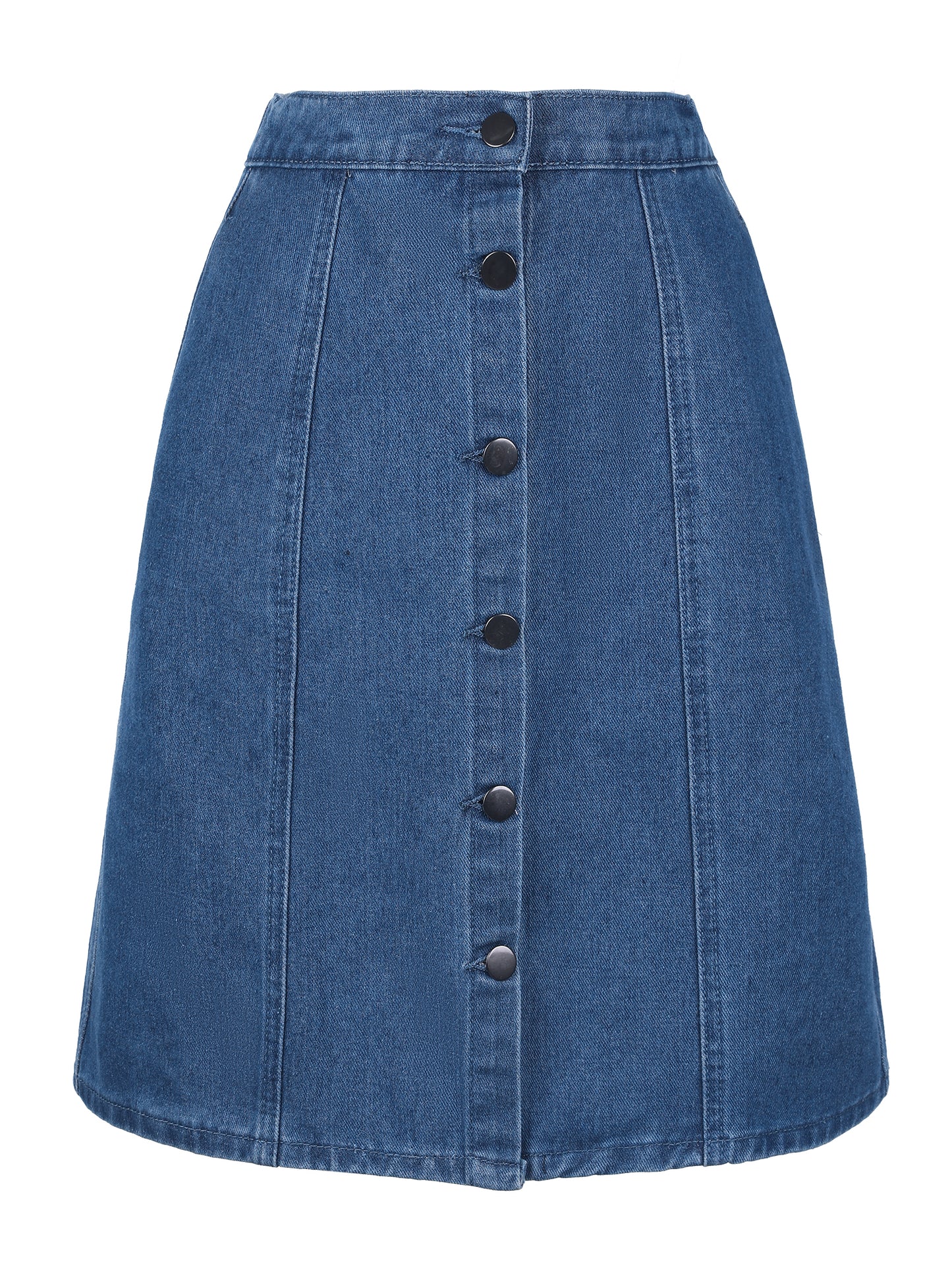 Women's Denim Skirts Summer Casual A-Line Short Button Down Jean Skirt (Available in Plus Size)
