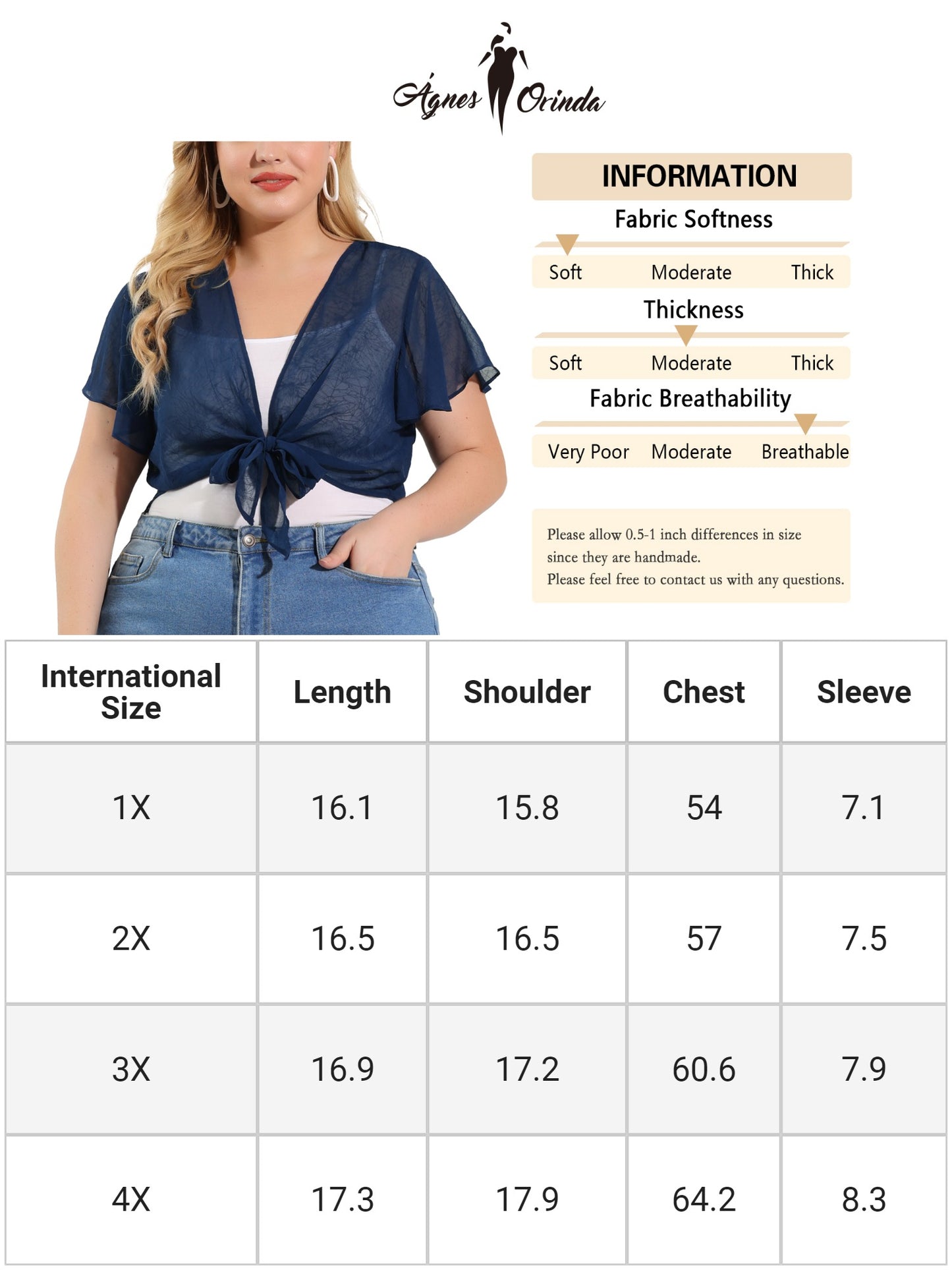 Women Plus Size Short Shrugs Tie Open Front Short Sleeve Sheer Crop Cardigan
