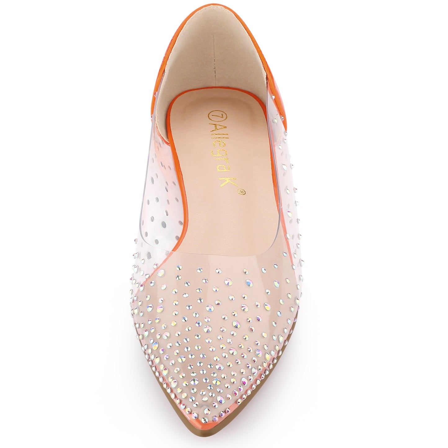 Bailarinas con punta puntiaguda y diamantes de imitación transparentes para mujer
