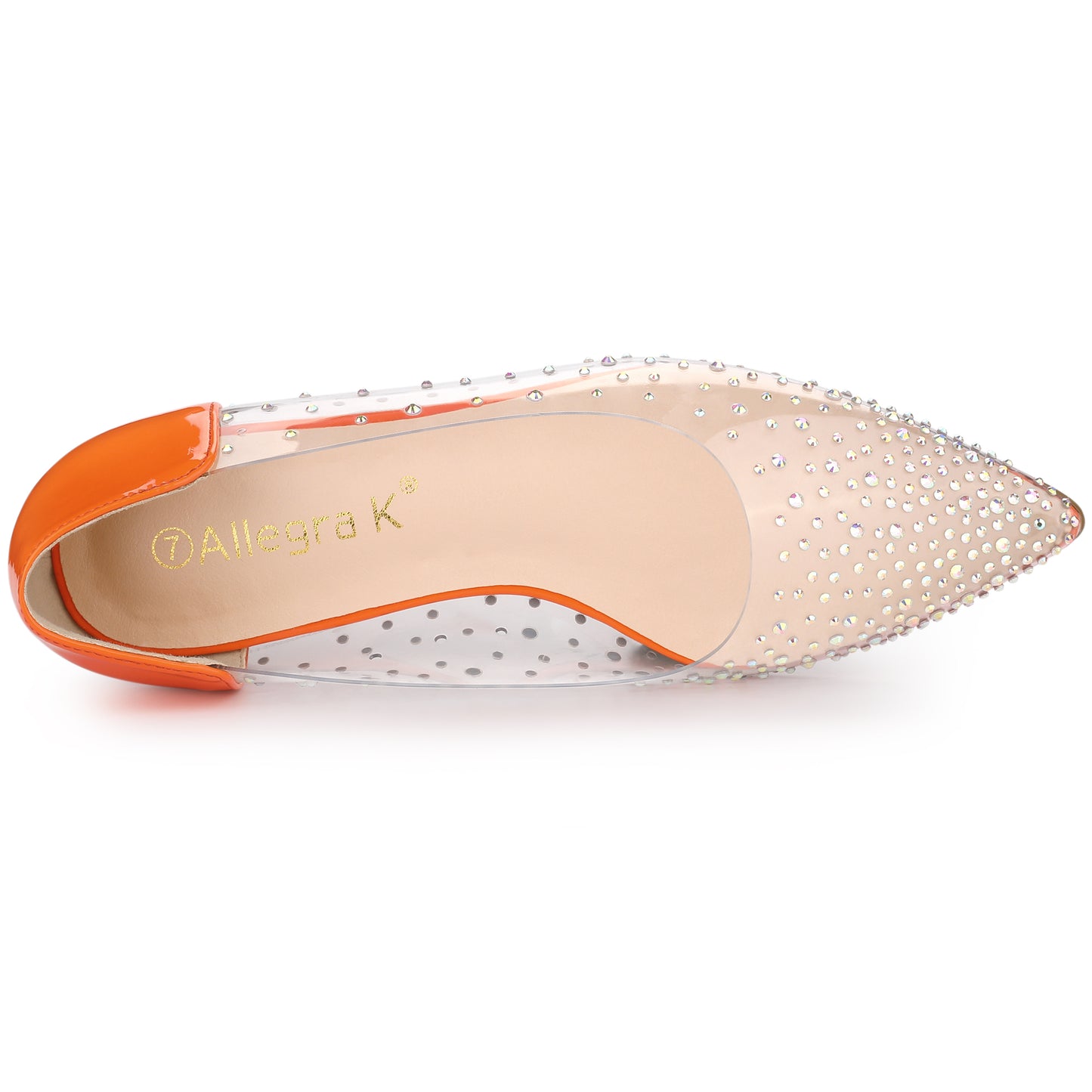 Bailarinas con punta puntiaguda y diamantes de imitación transparentes para mujer