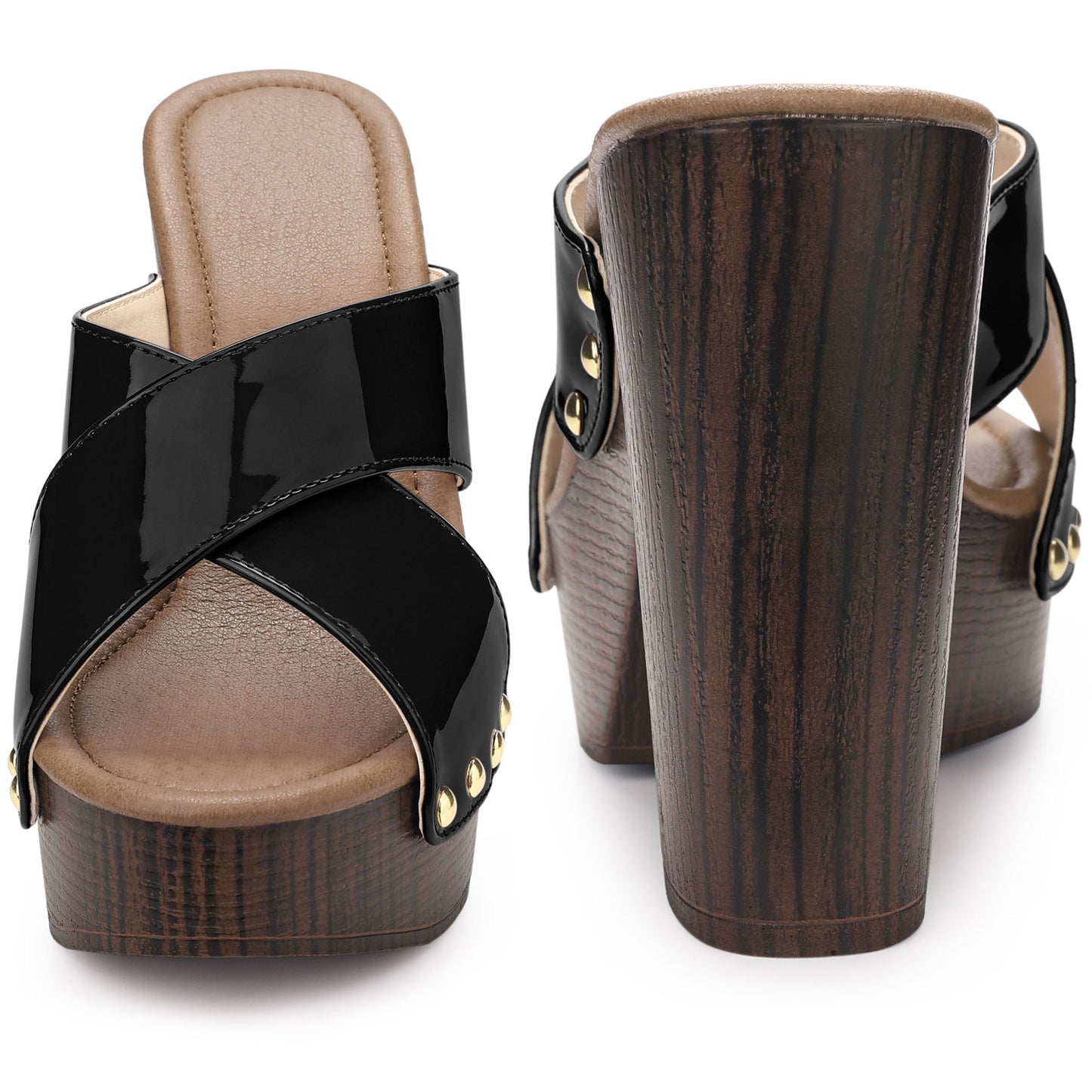 Sandalias de plataforma con tiras cruzadas y tacones gruesos para mujer