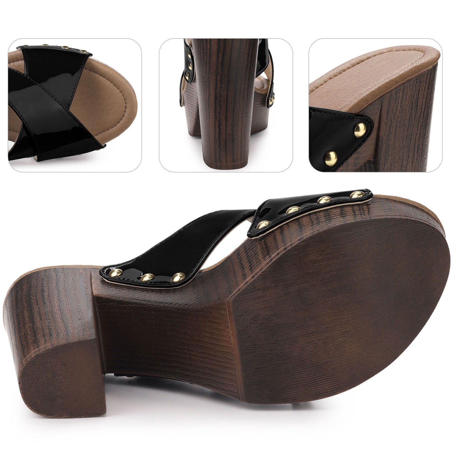 Sandalias de plataforma con tiras cruzadas y tacones gruesos para mujer