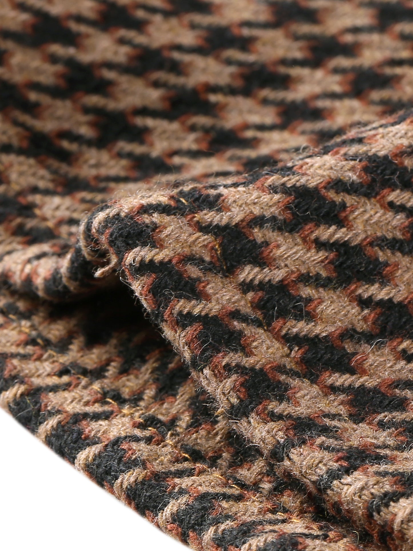 Women's Elegant Elastic Waist Button Decor Front Houndstooth Skirt