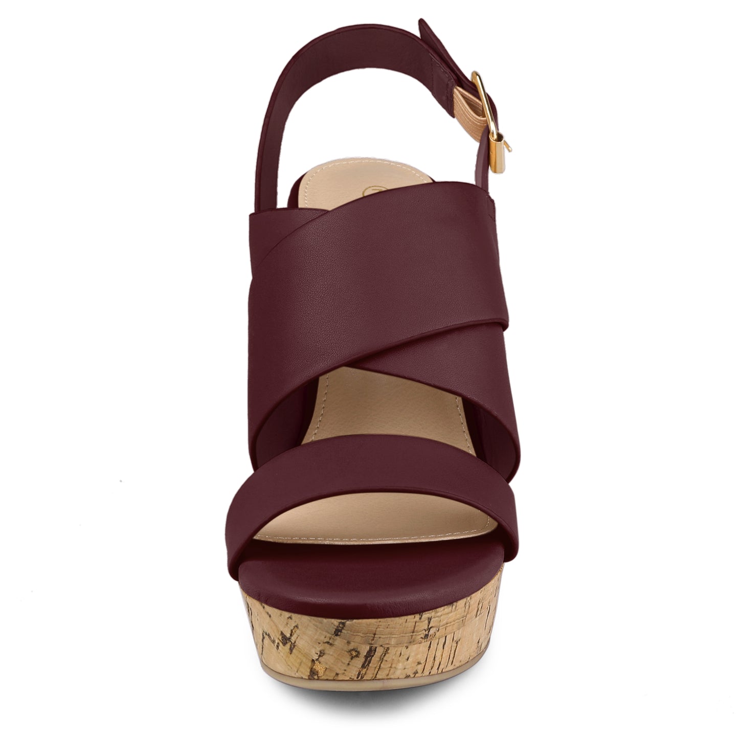 Women's Wood Decoration Strappy Platform Wedge Sandals