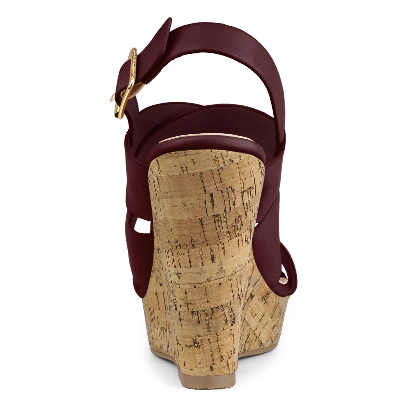 Women's Wood Decoration Strappy Platform Wedge Sandals