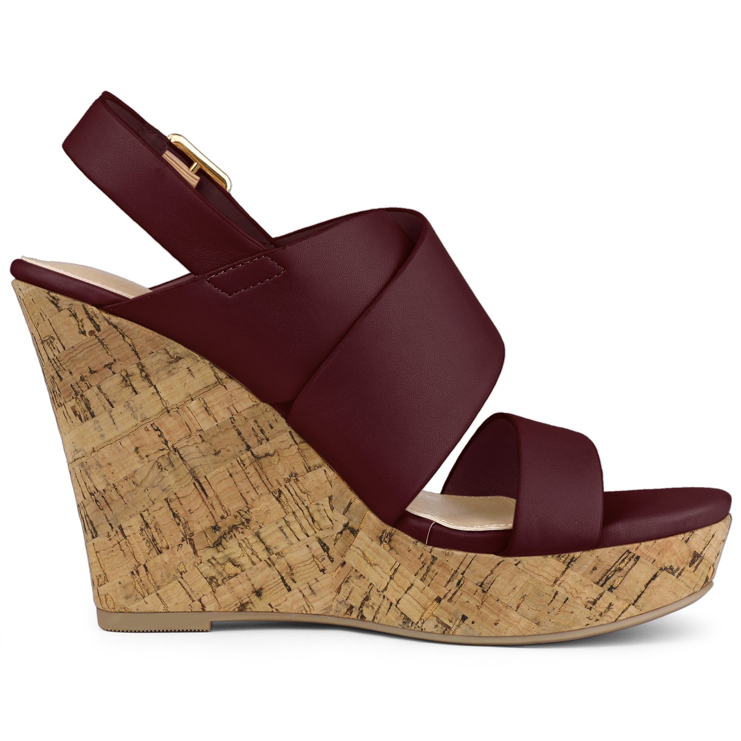 Women's Wood Decoration Strappy Platform Wedge Sandals
