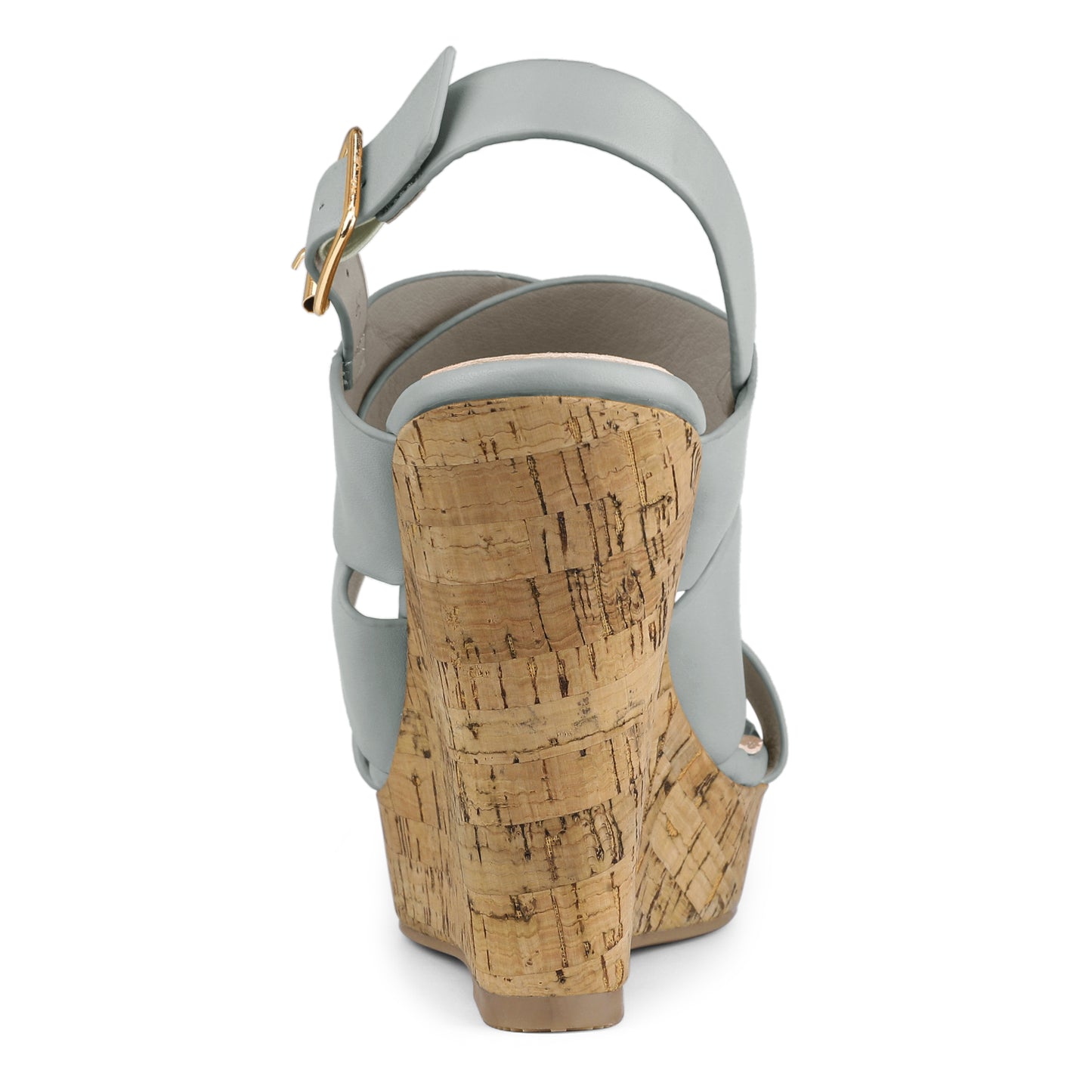 Sandalias de cuña con plataforma y tiras con decoración de madera para mujer