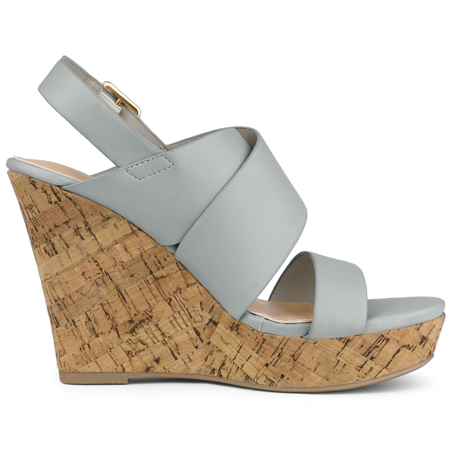 Sandalias de cuña con plataforma y tiras con decoración de madera para mujer