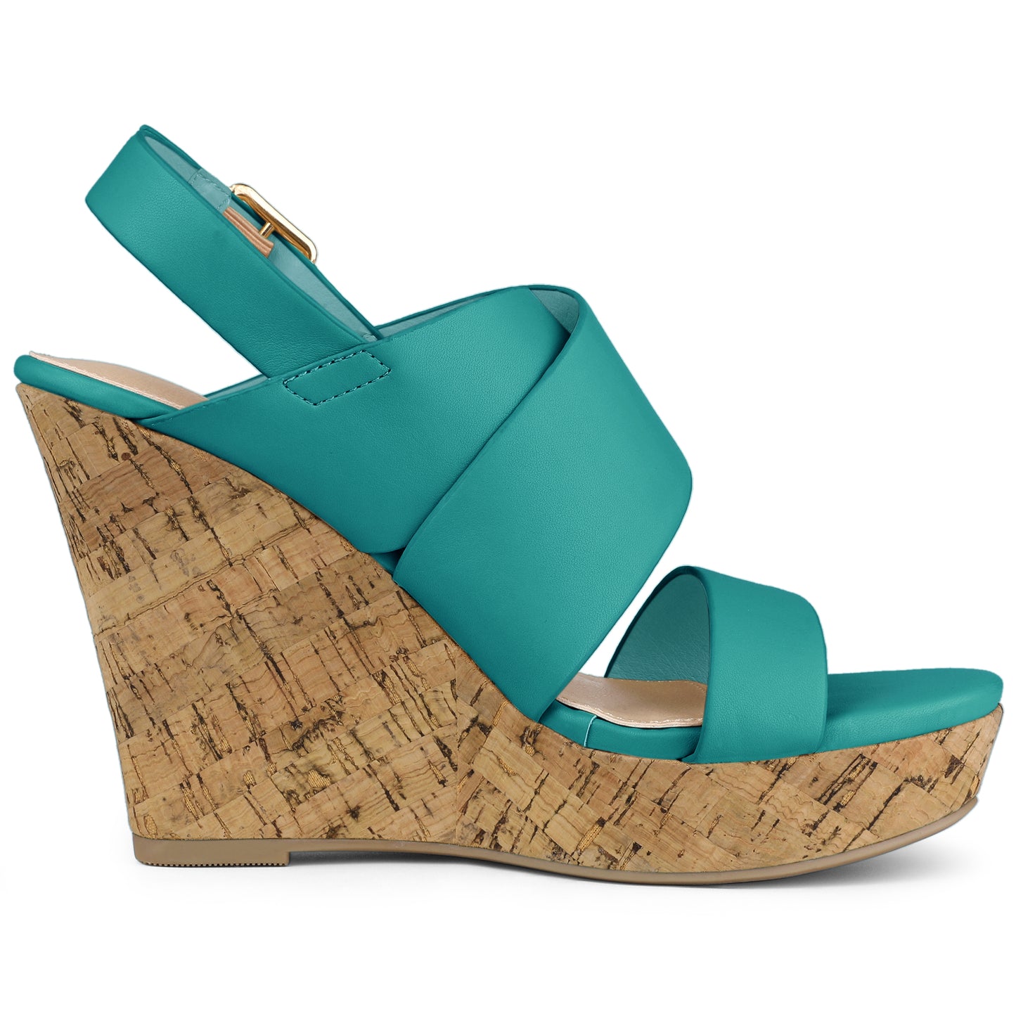 Women's Wood Decoration Strappy Platform Wedge Sandals