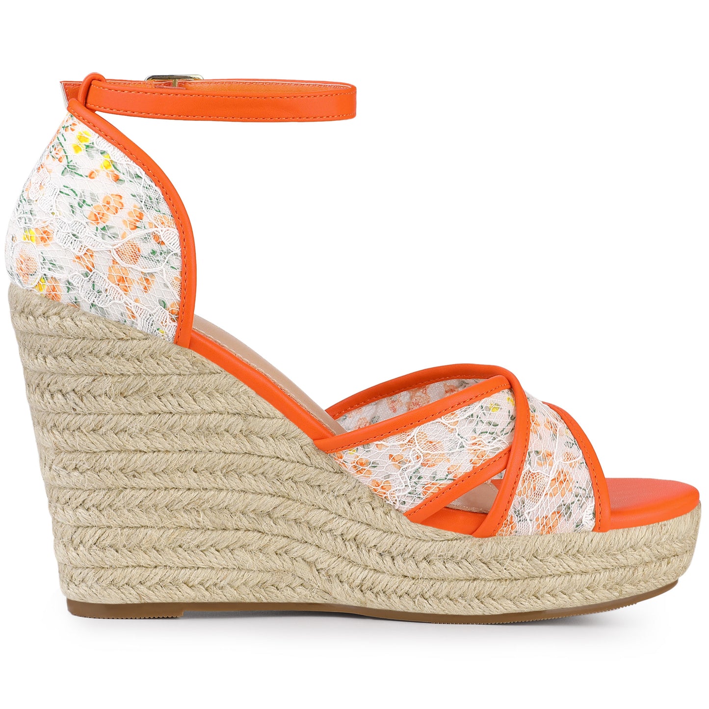Sandalias de cuña con tiras en el tobillo para mujer