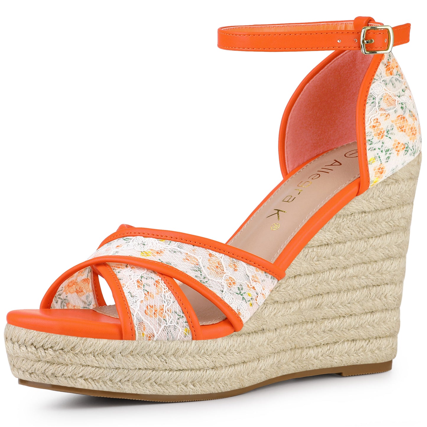 Sandalias de cuña con tiras en el tobillo para mujer