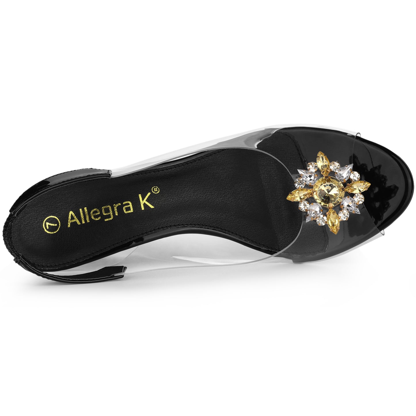 Women's Peep Toe Rhinestone Clear Wedges Heels Sandals