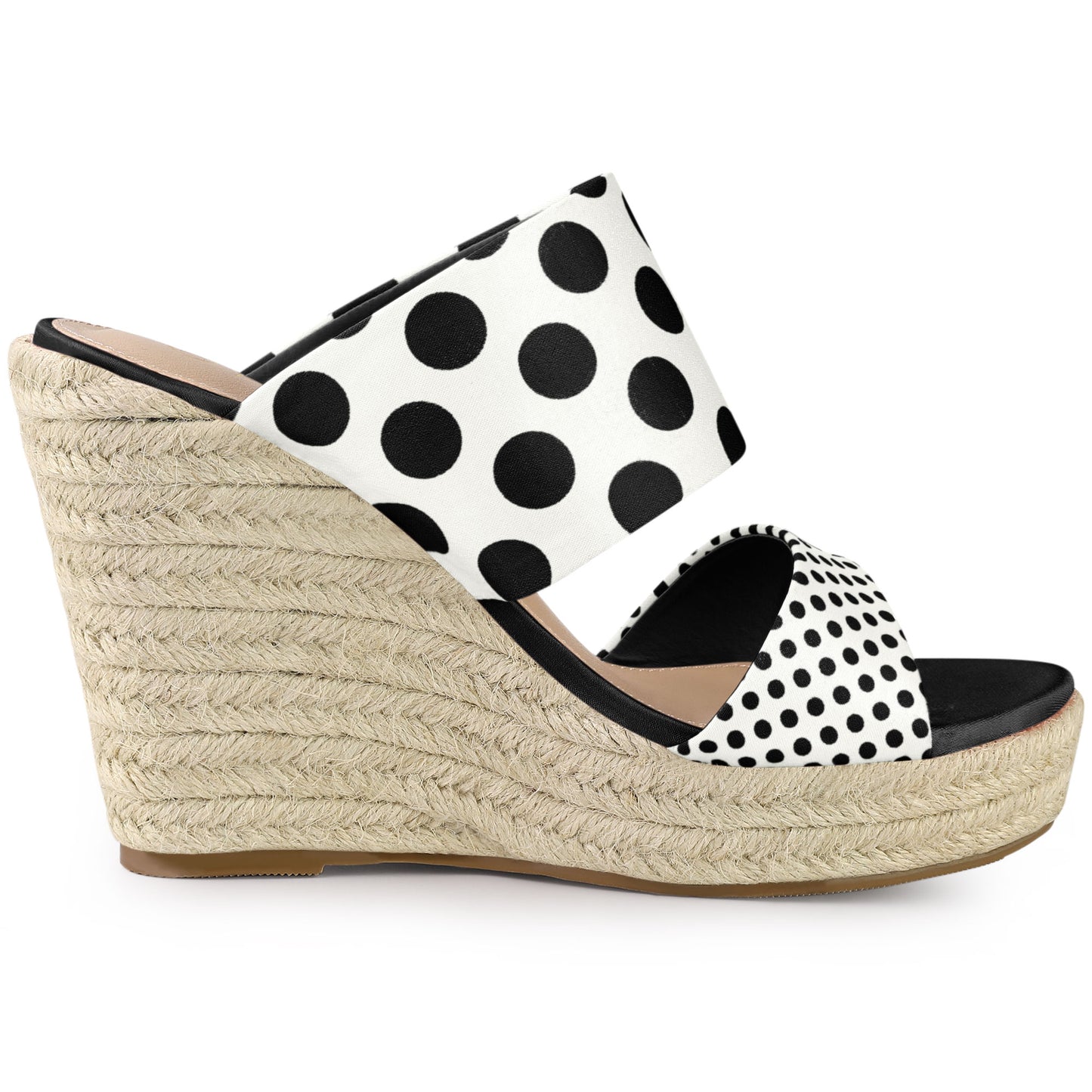 Sandalias de cuña con plataforma y tacón de lunares para mujer