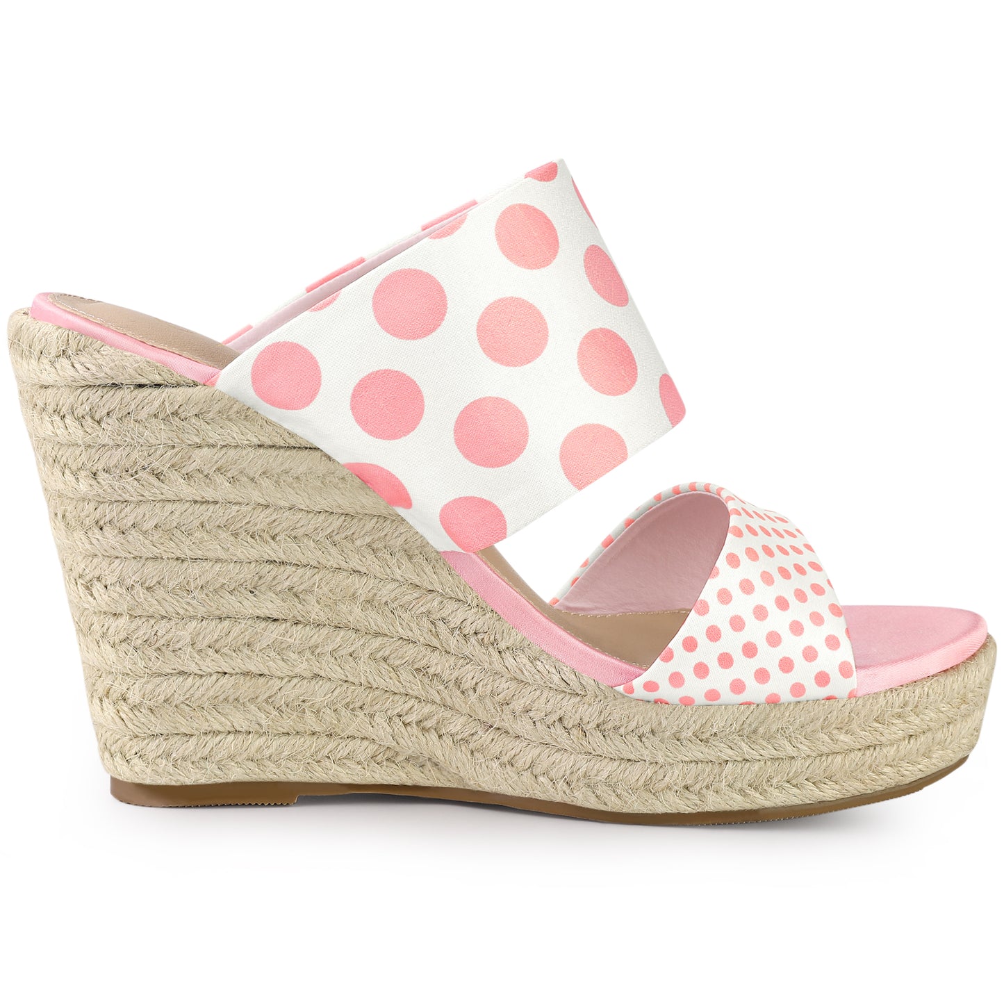Sandalias de cuña con plataforma y tacón de lunares para mujer