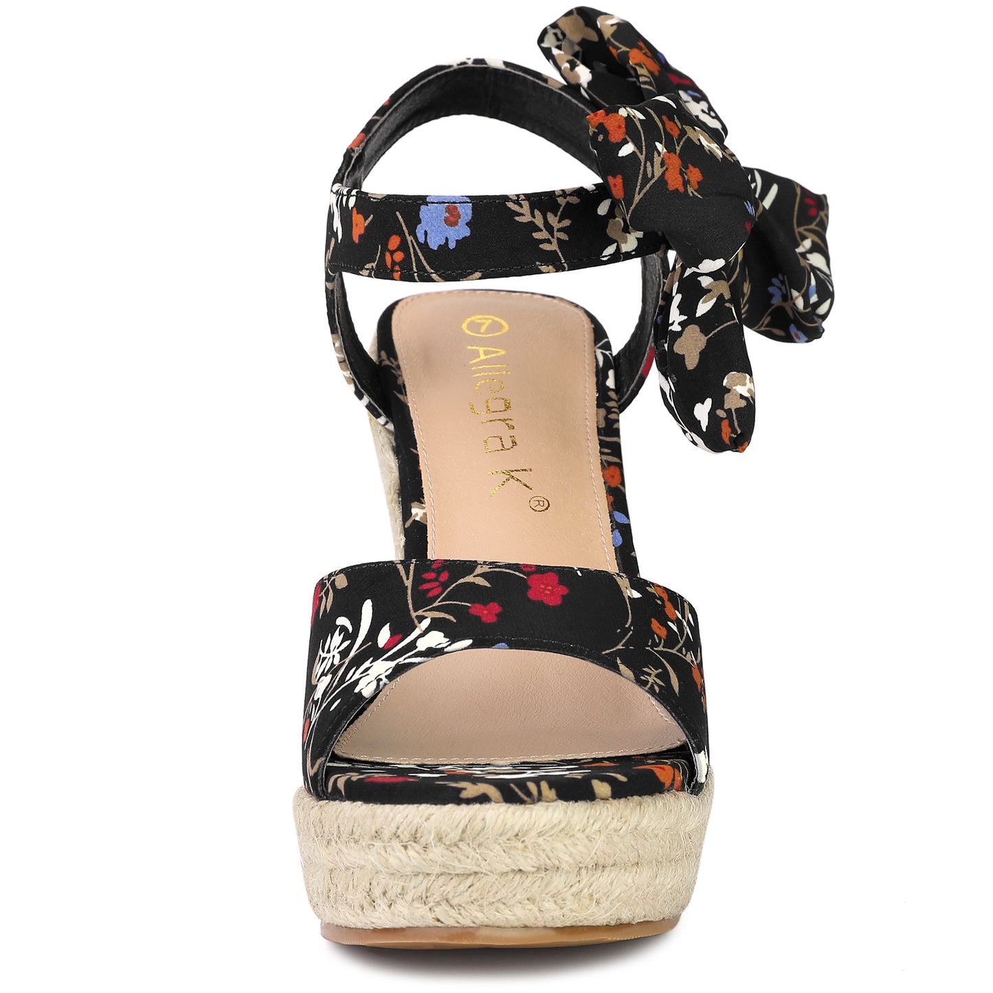 Sandalias de cuña con tira trasera y estampado floral para mujer