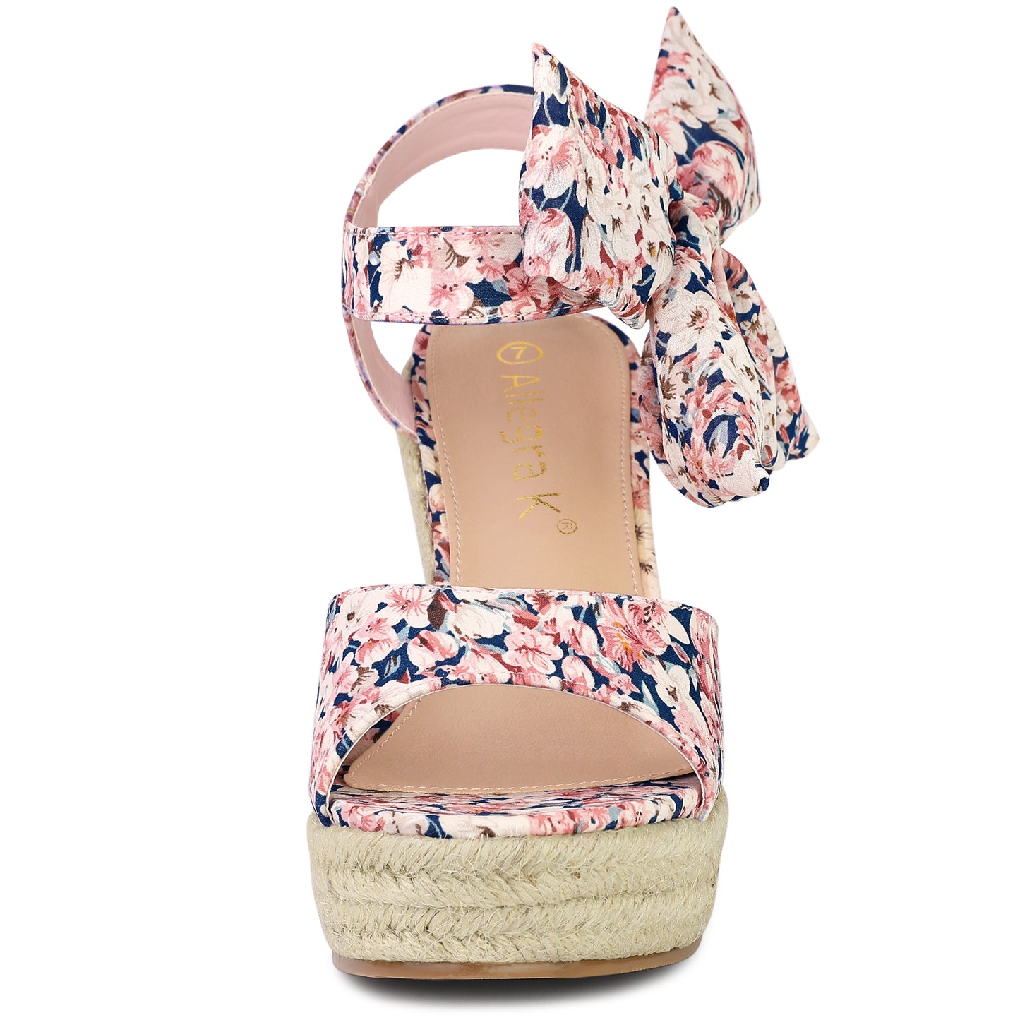 Sandalias de cuña con tira trasera y estampado floral para mujer