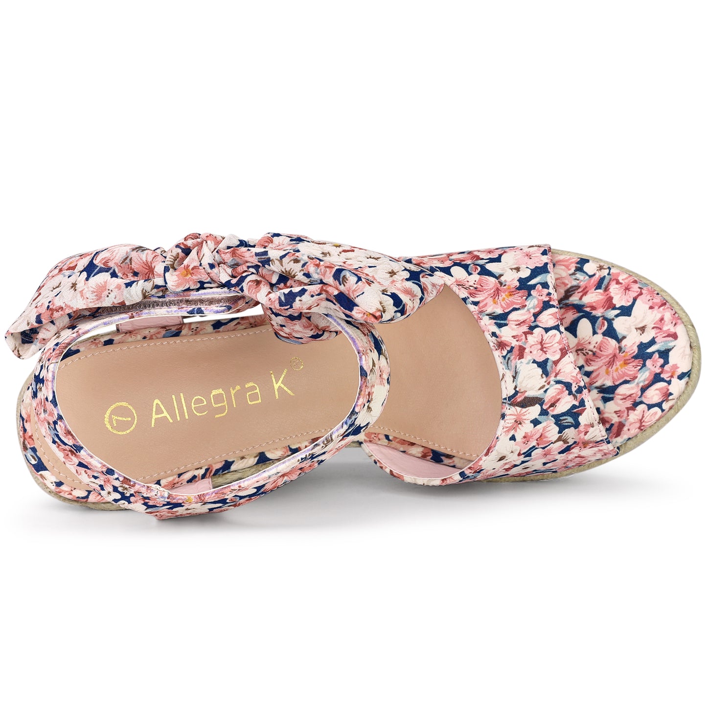 Sandalias de cuña con tira trasera y estampado floral para mujer