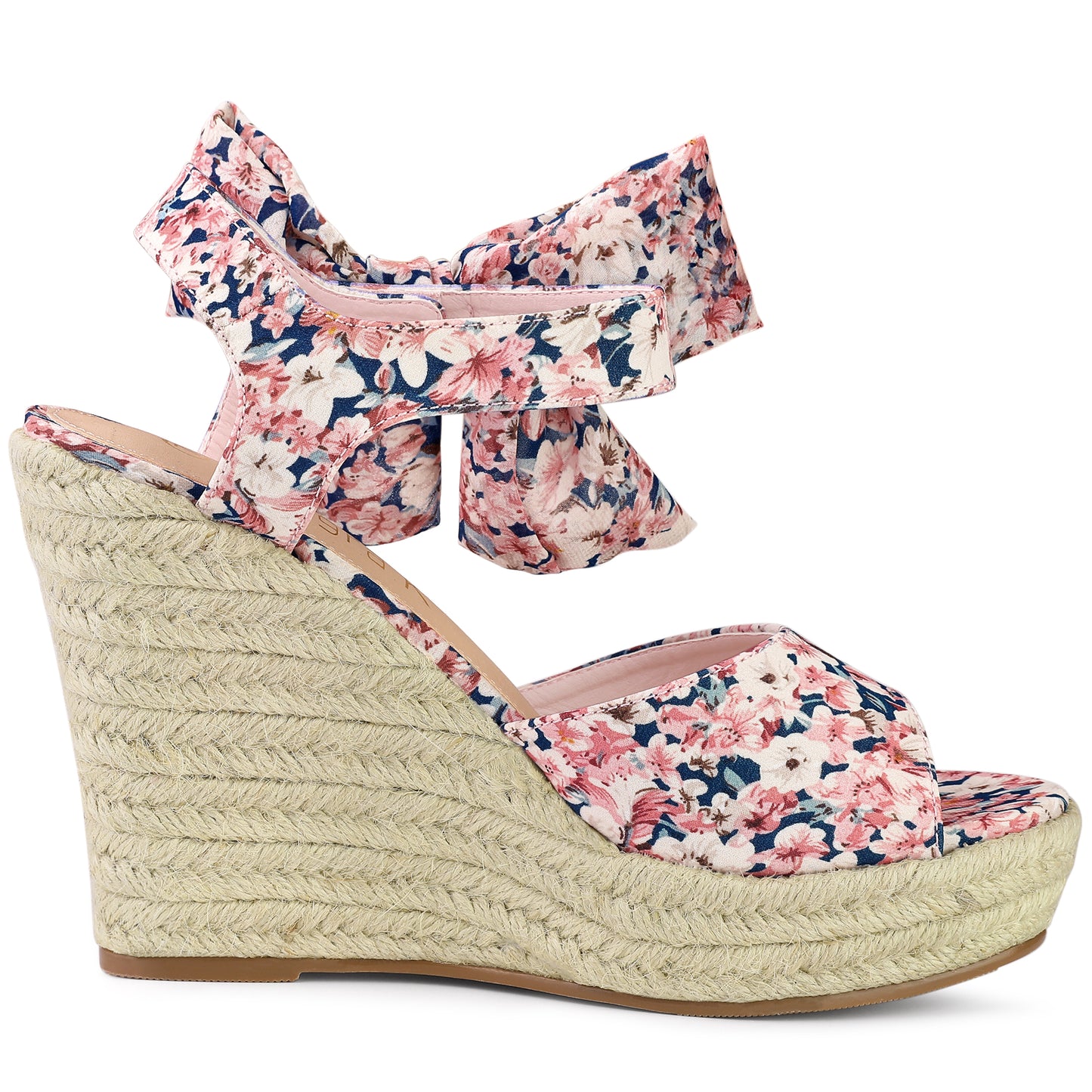 Sandalias de cuña con tira trasera y estampado floral para mujer