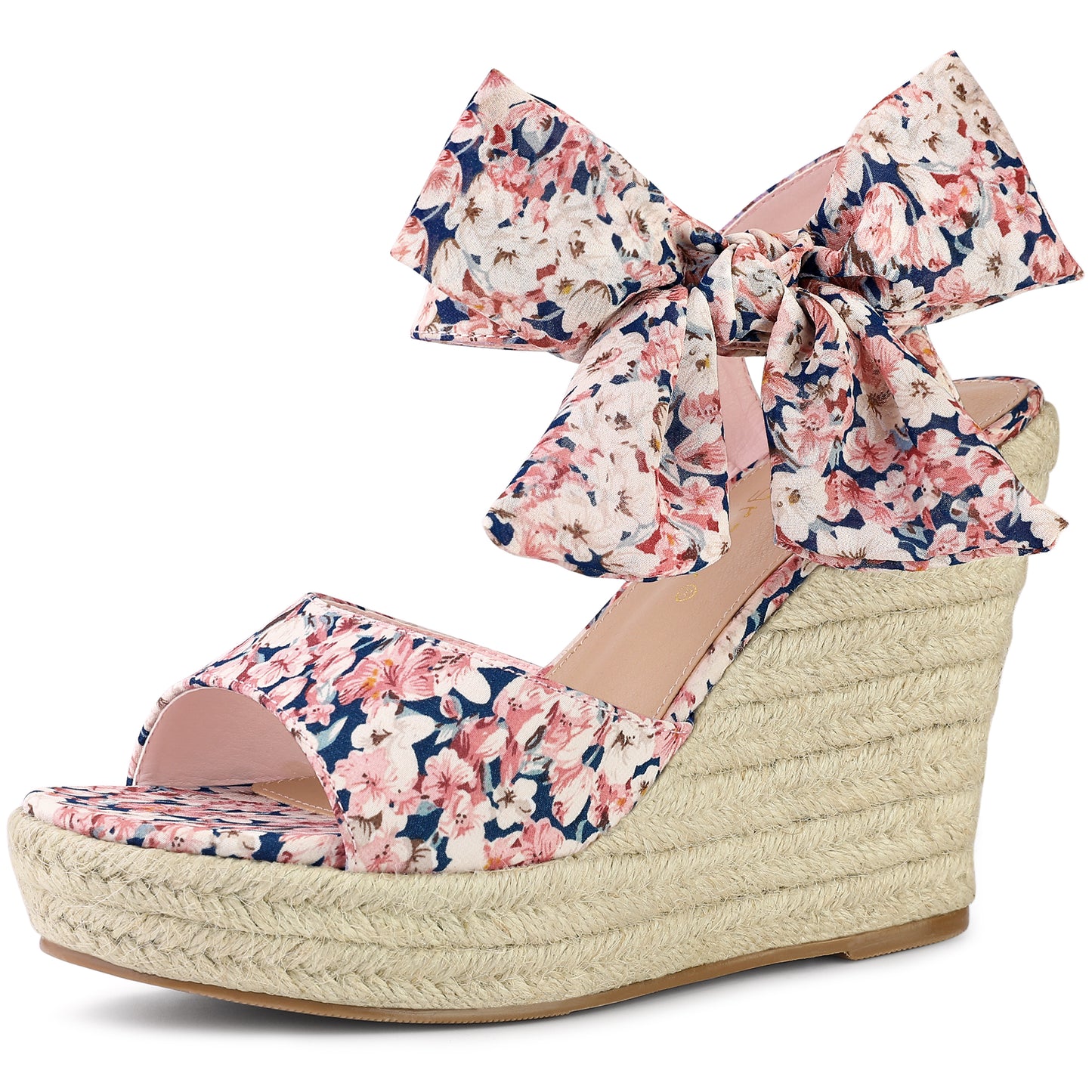 Sandalias de cuña con tira trasera y estampado floral para mujer