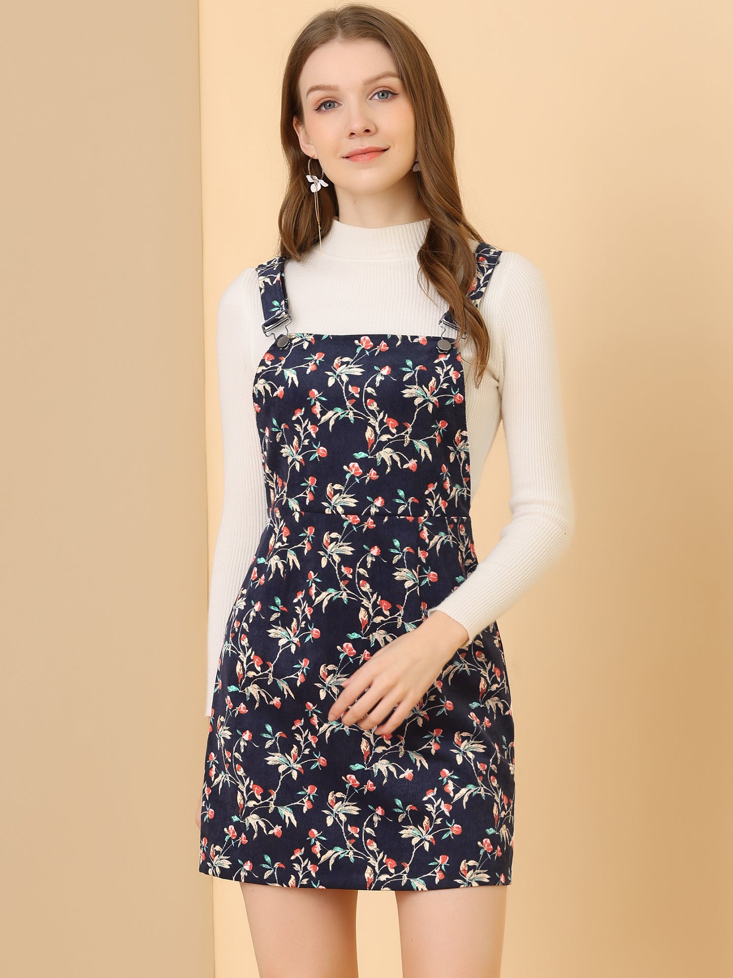 Falda con tirantes ajustables para mujer, estilo peto de pana