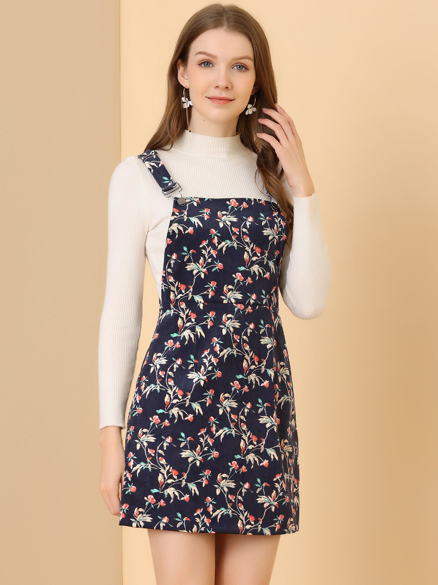 Falda con tirantes ajustables para mujer, estilo peto de pana