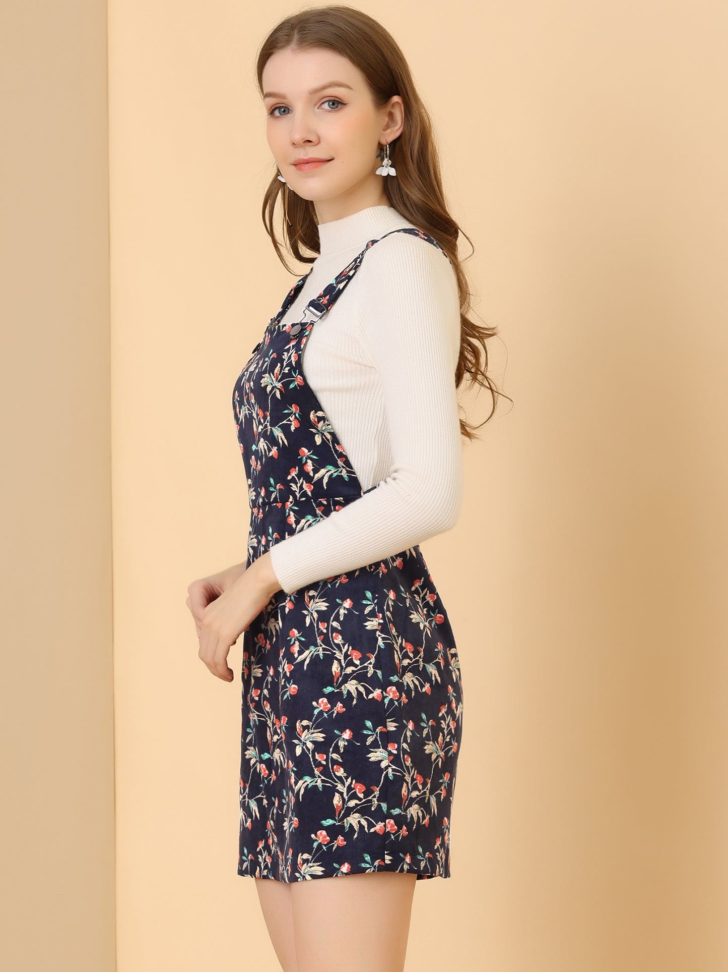 Falda con tirantes ajustables para mujer, estilo peto de pana