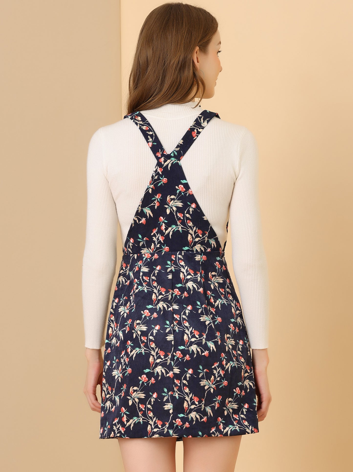 Falda con tirantes ajustables para mujer, estilo peto de pana