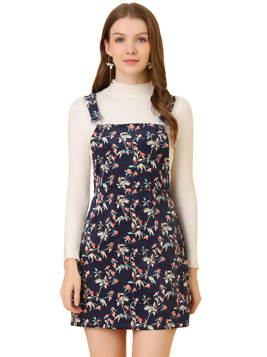 Women's Suspender Skirt Adjustable Strap Pinafore Corduroy Overalls Dress