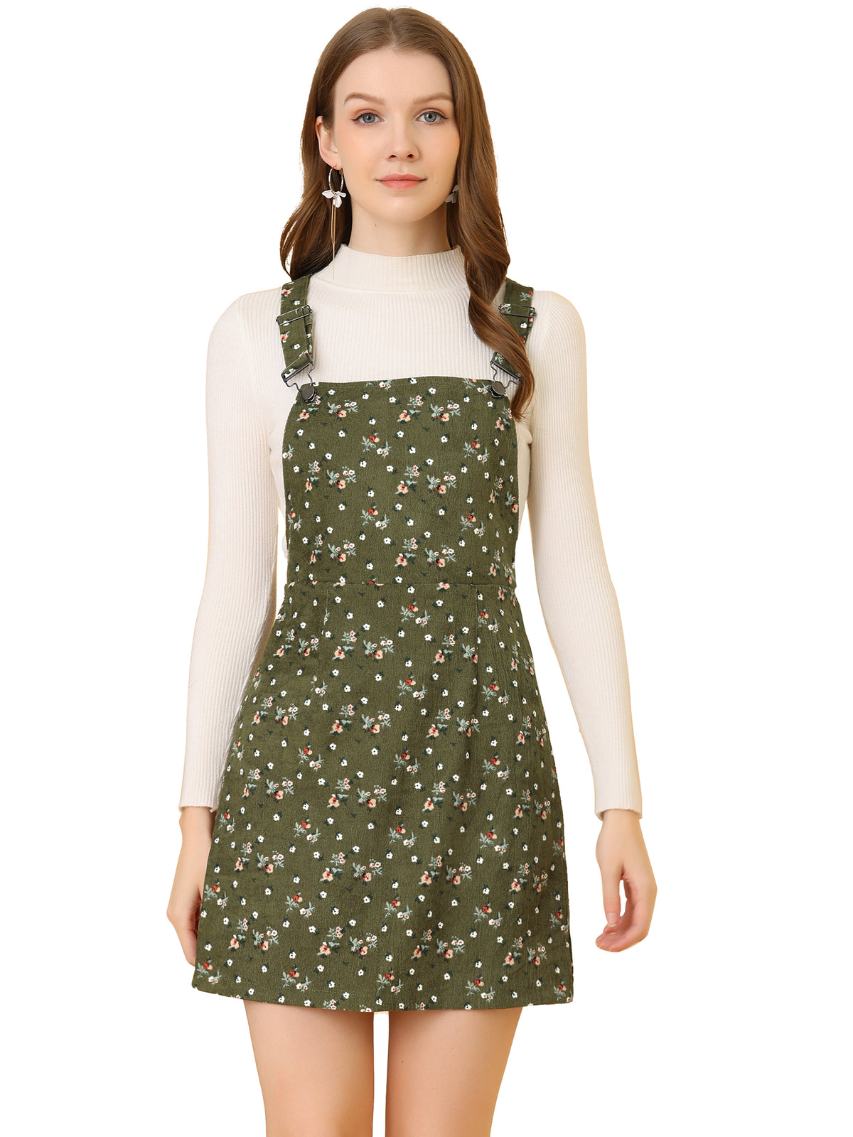 Women's Suspender Skirt Adjustable Strap Pinafore Corduroy Overalls Dress