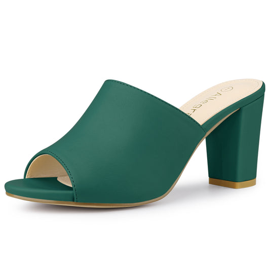 Women's Slip On Block Heel Slide Sandals