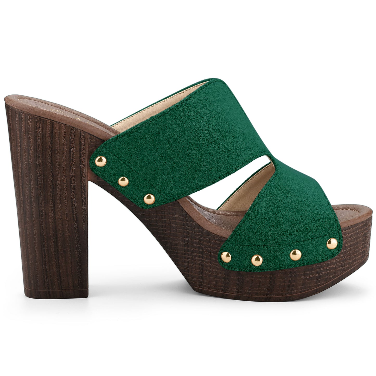 Sandalias de tacón alto con plataforma de ante sintético para mujer