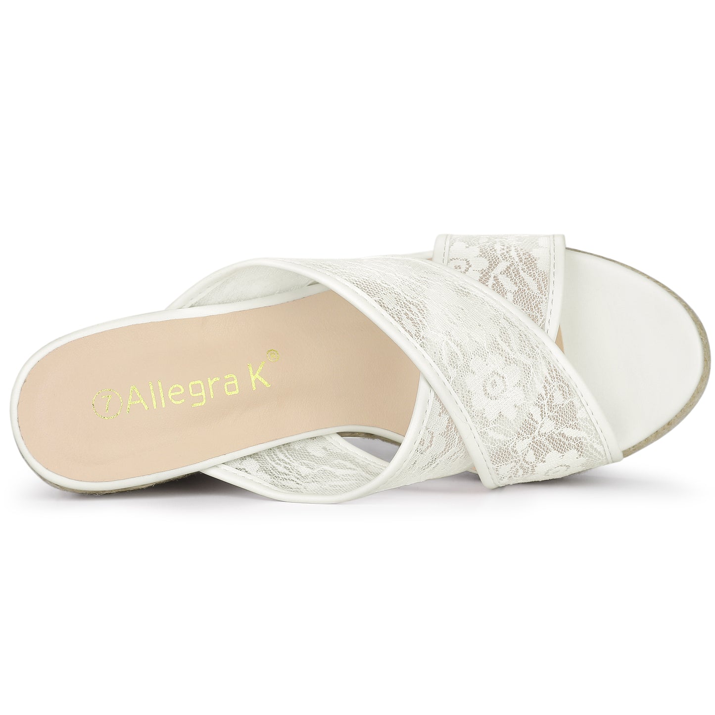 Women's Lace Crisscross Strap Slide Wedge Espadrilles Sandals