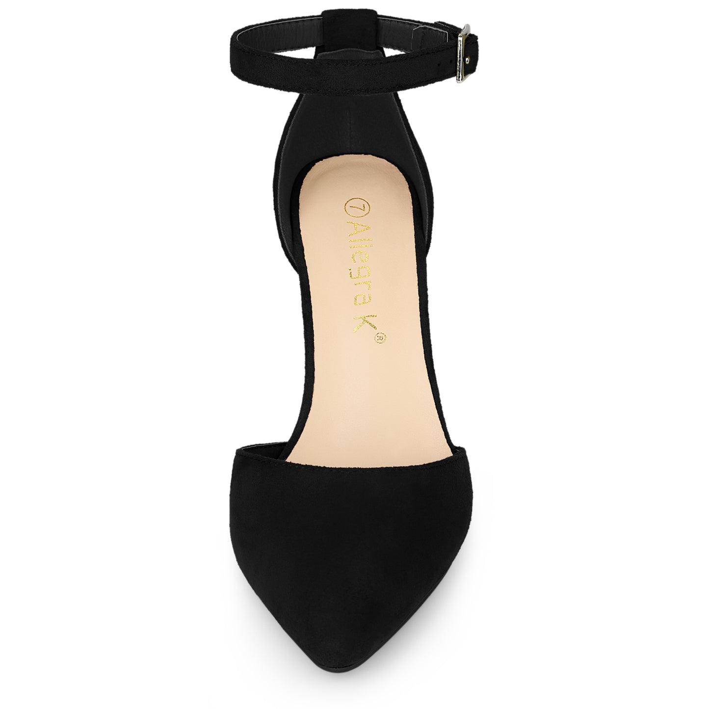 Zapatos de tacón de bloque con punta puntiaguda y tira al tobillo para mujer