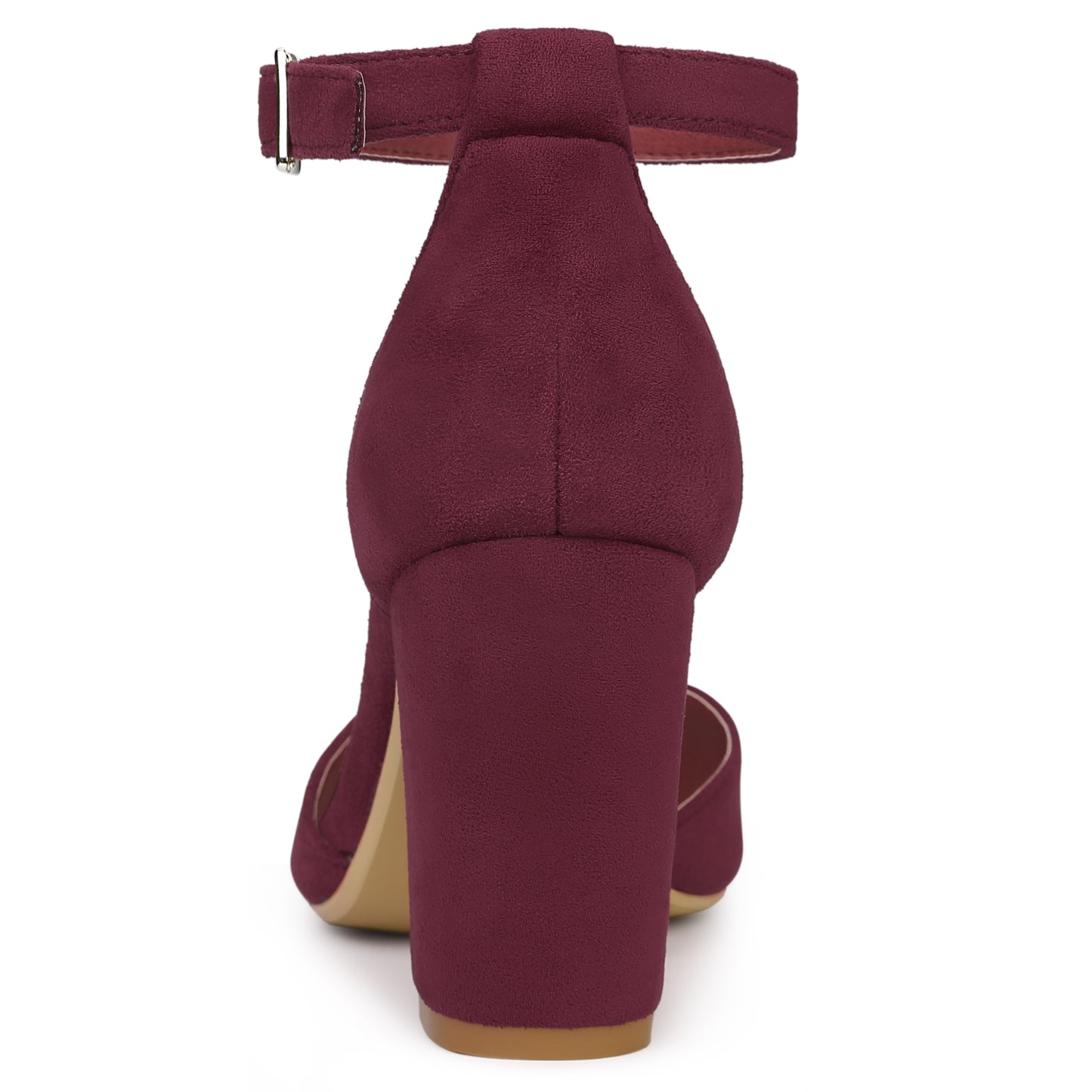 Zapatos de tacón de bloque con punta puntiaguda y tira al tobillo para mujer