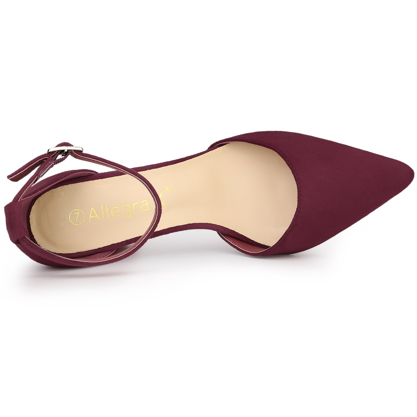 Zapatos de tacón de bloque con punta puntiaguda y tira al tobillo para mujer