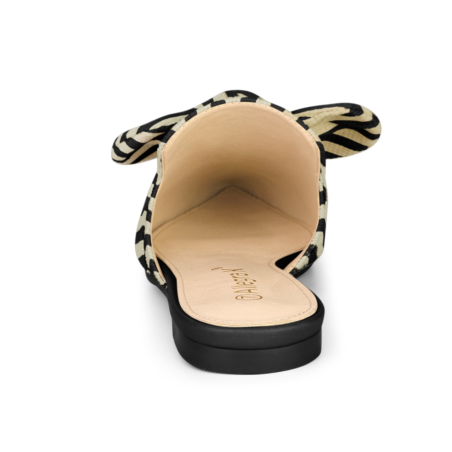 Women's Pointed Toe Slip on Flat Stripe Bow Slides Mules
