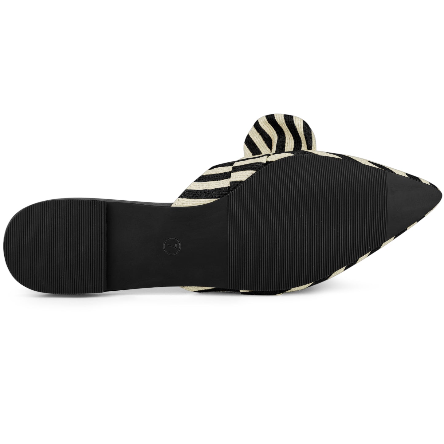 Women's Pointed Toe Slip on Flat Stripe Bow Slides Mules