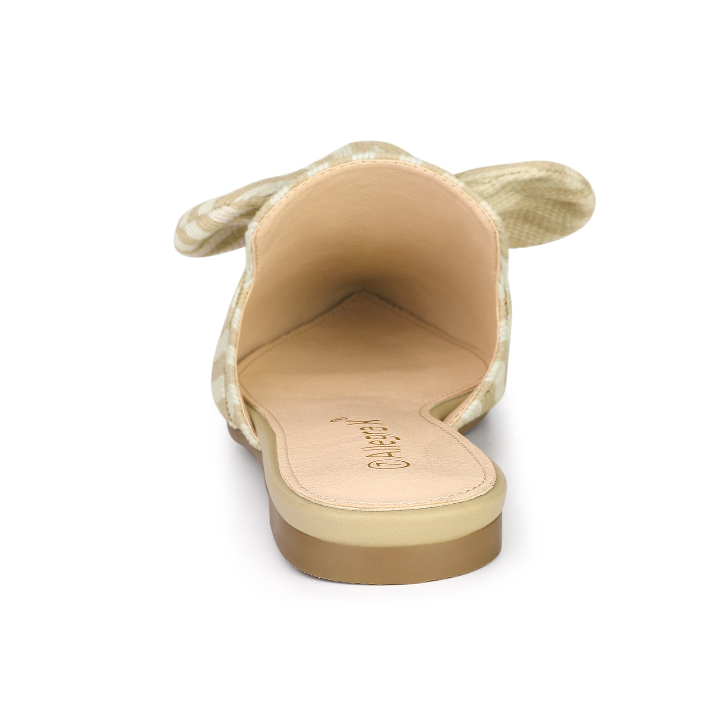 Women's Pointed Toe Slip on Flat Stripe Bow Slides Mules