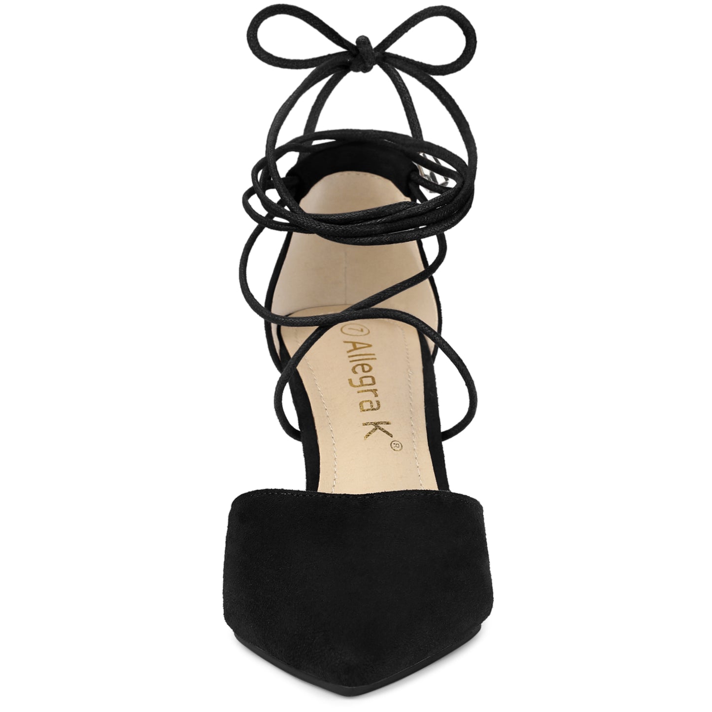 Sandalias de tacón de aguja con cordones y punta puntiaguda para mujer