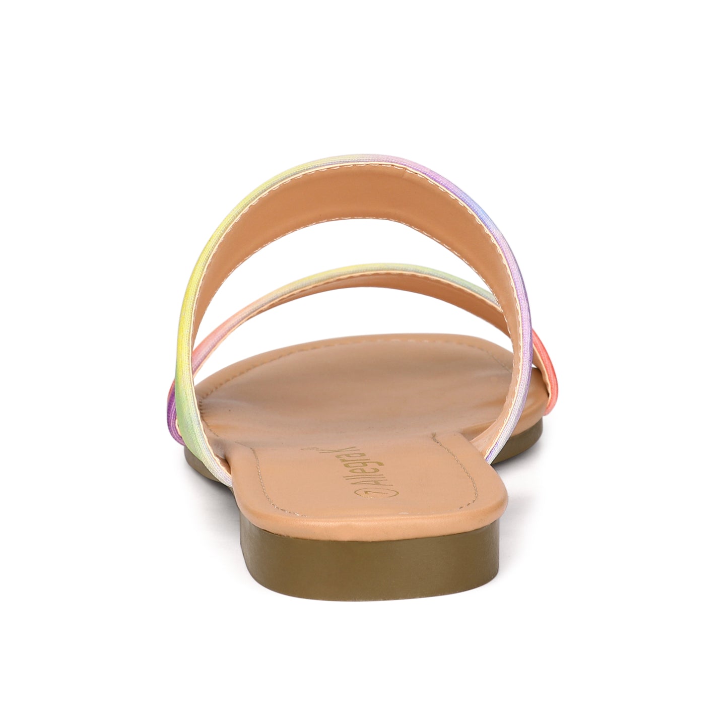 Women's Tie Dye Dual Straps Slip On Fluorescent Slides Flats Sandals