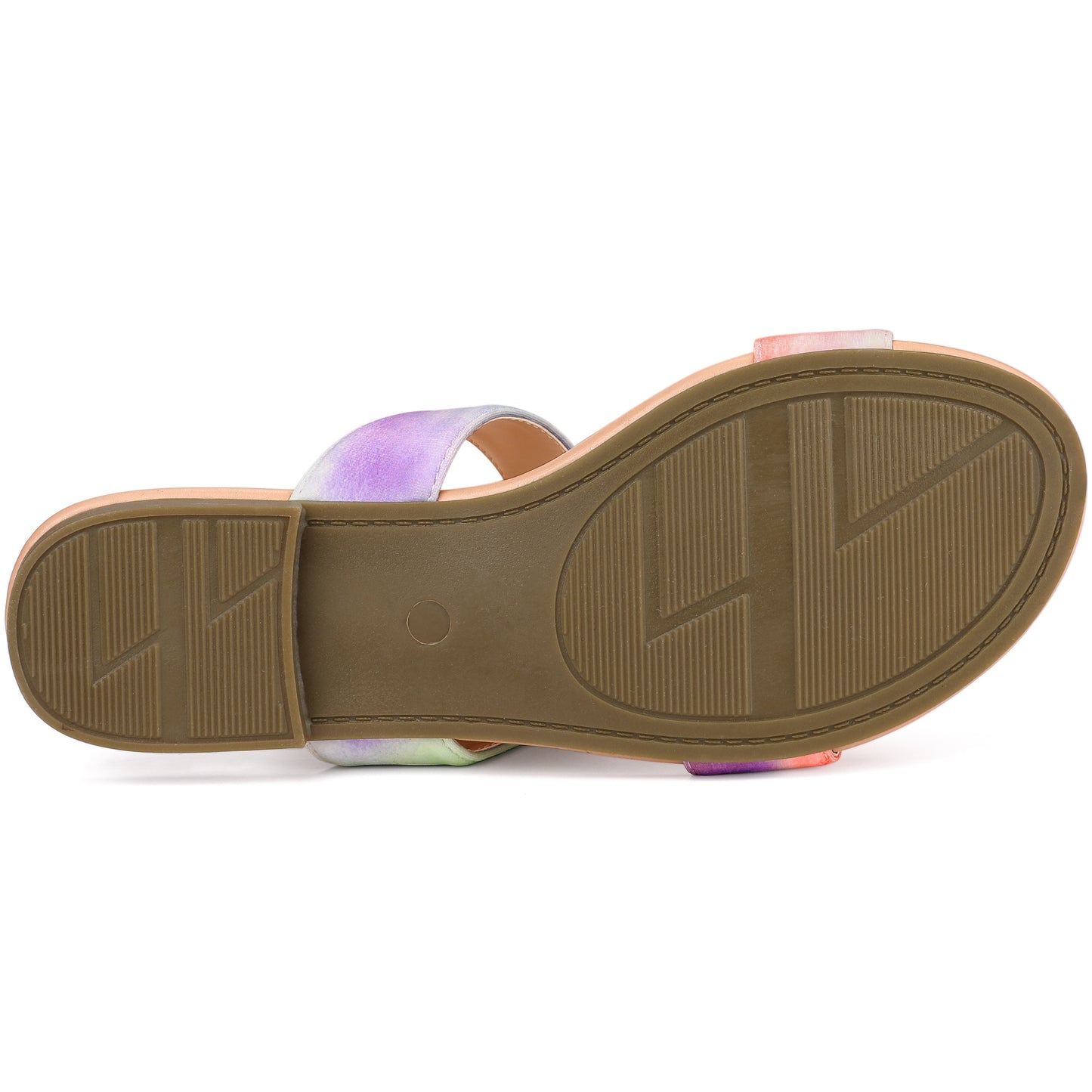 Women's Tie Dye Dual Straps Slip On Fluorescent Slides Flats Sandals