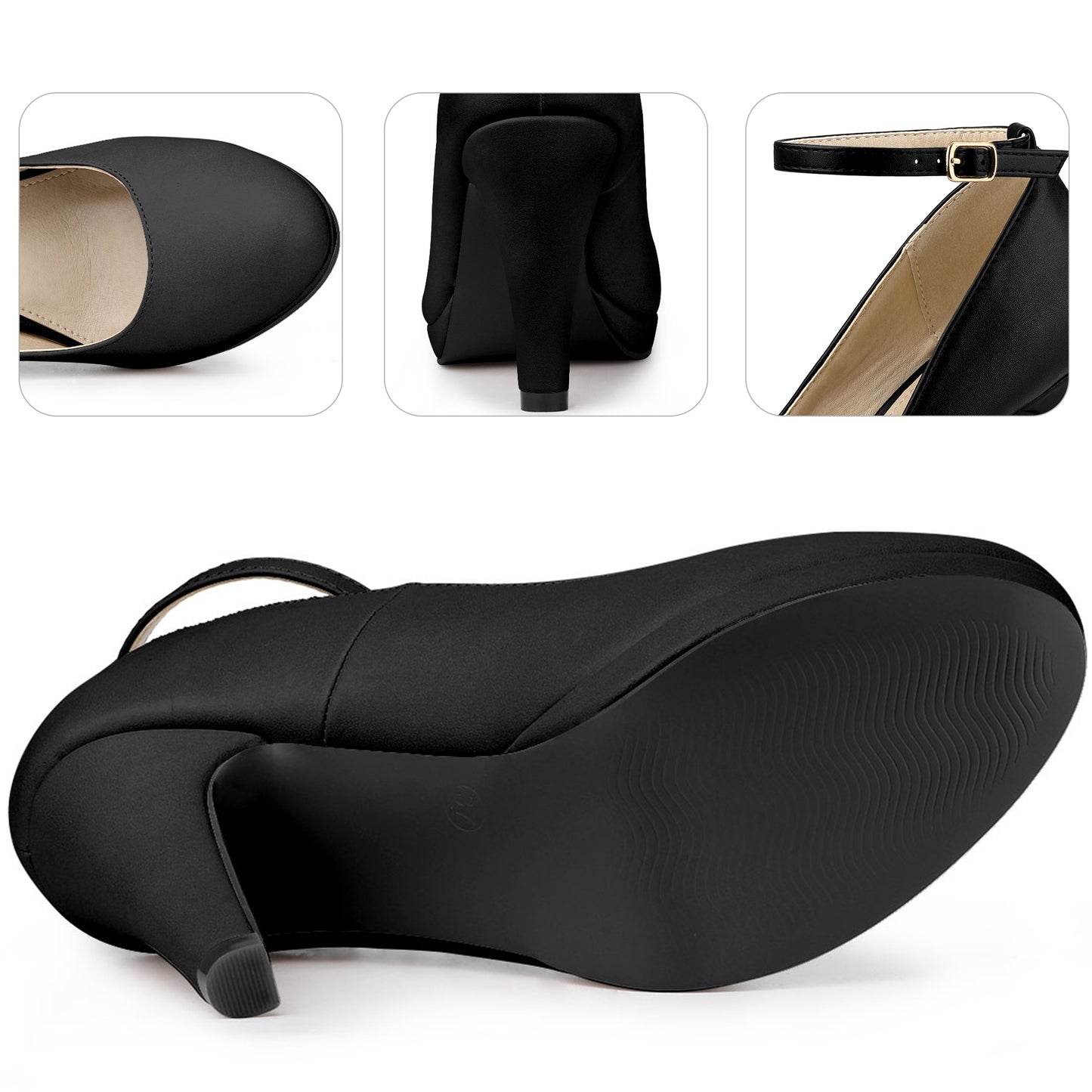 Zapatos Mary Jane para mujer con tiras en el tobillo y tacón alto de aguja