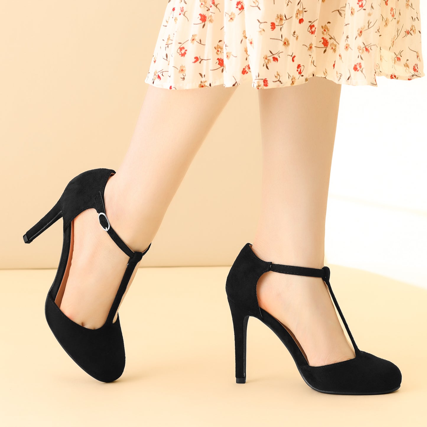 Zapatos de vestir Mary Jane con tacón de aguja y tiras en T para mujer