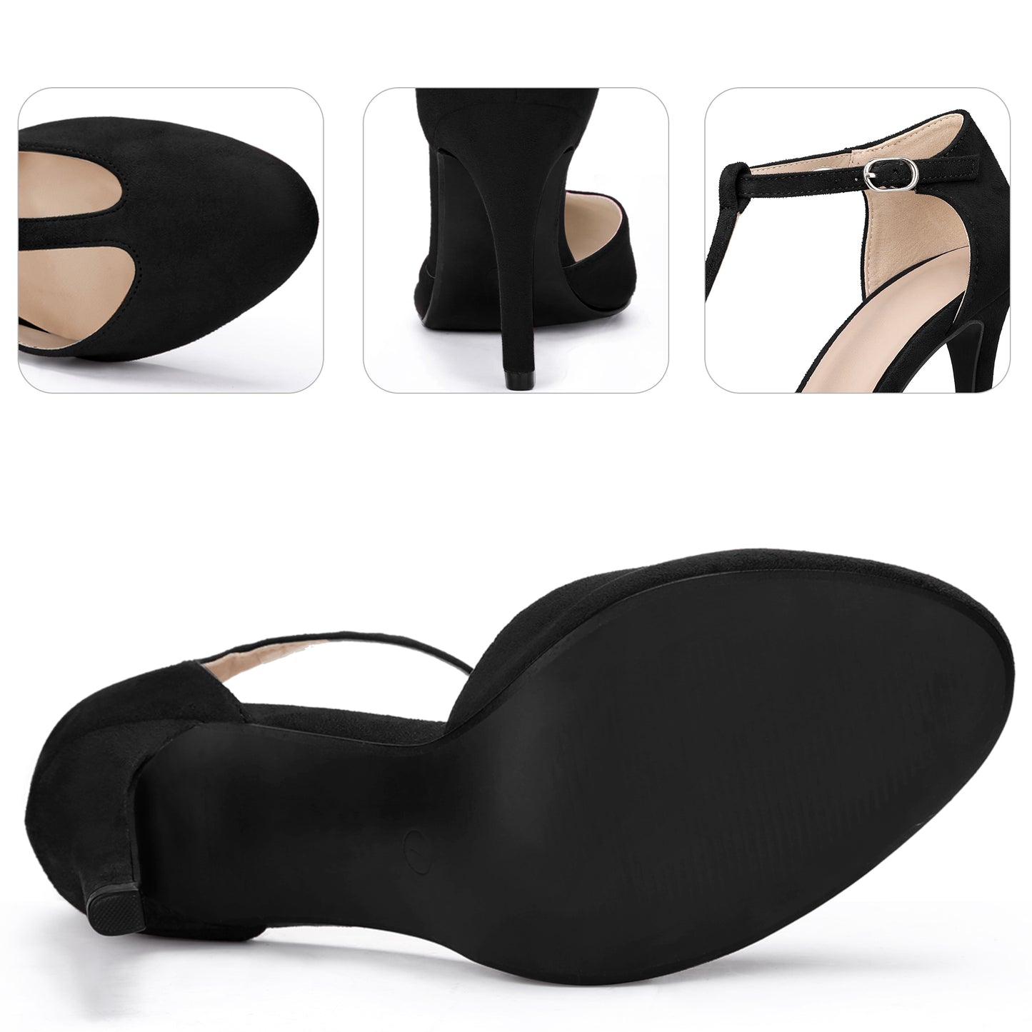 Zapatos de vestir Mary Jane con tacón de aguja y tiras en T para mujer