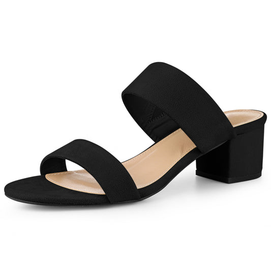 Women Open Toe Block Heels Slide Heel Sandals