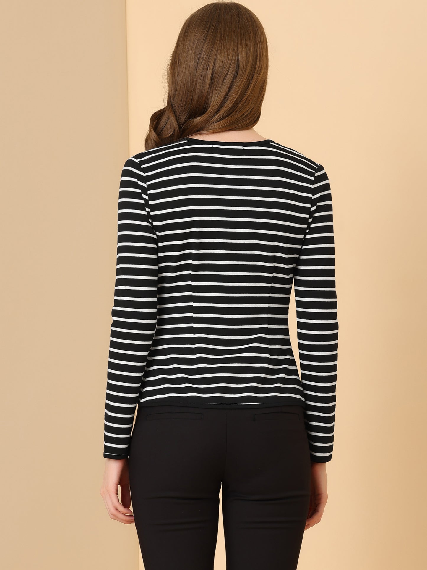 Women's Notched Lapel Casual Work Office Striped Blazer