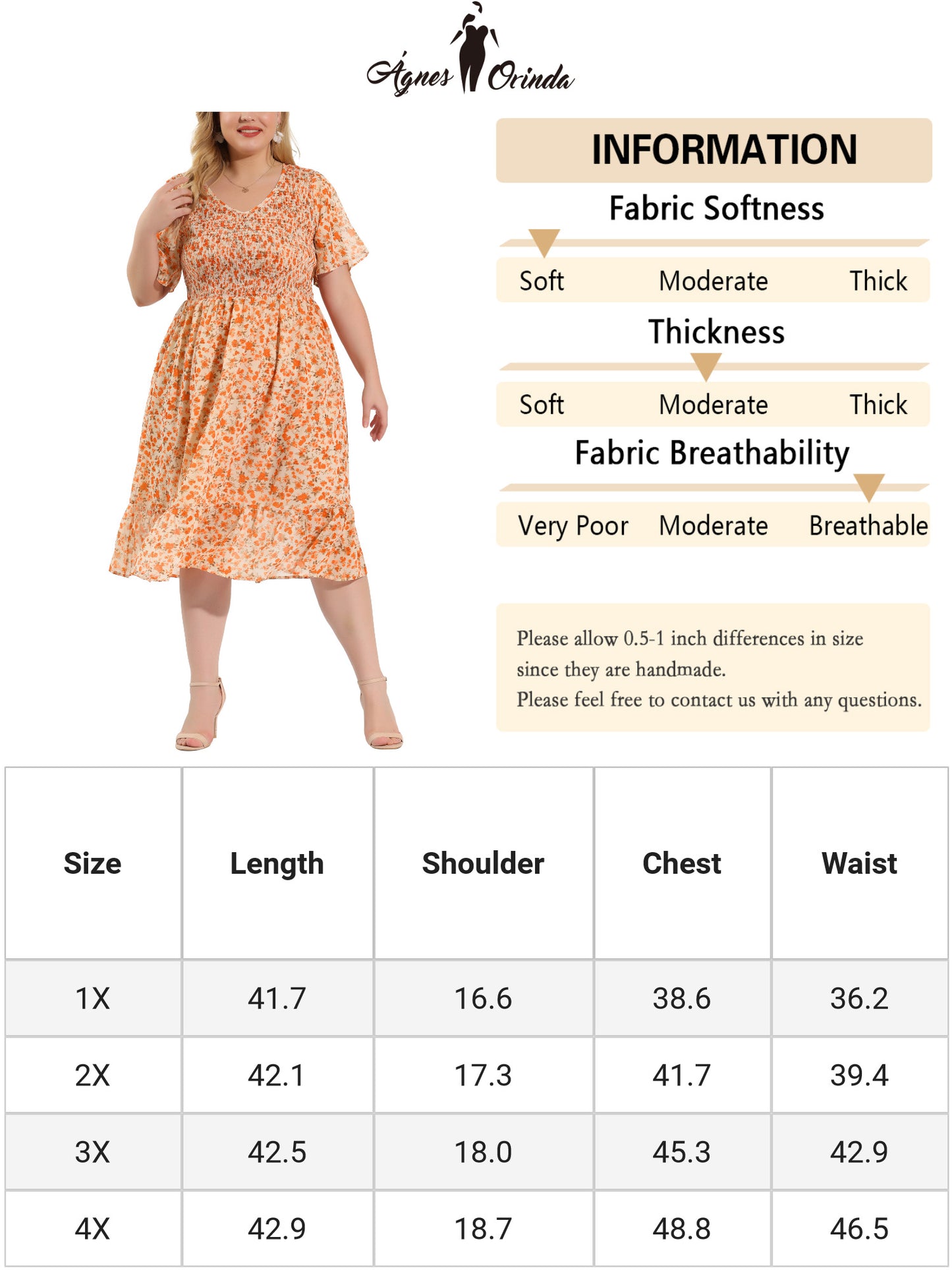 Women's Plus Size Dresses Flare Smock Ruffle Chiffon Floral Midi Dress
