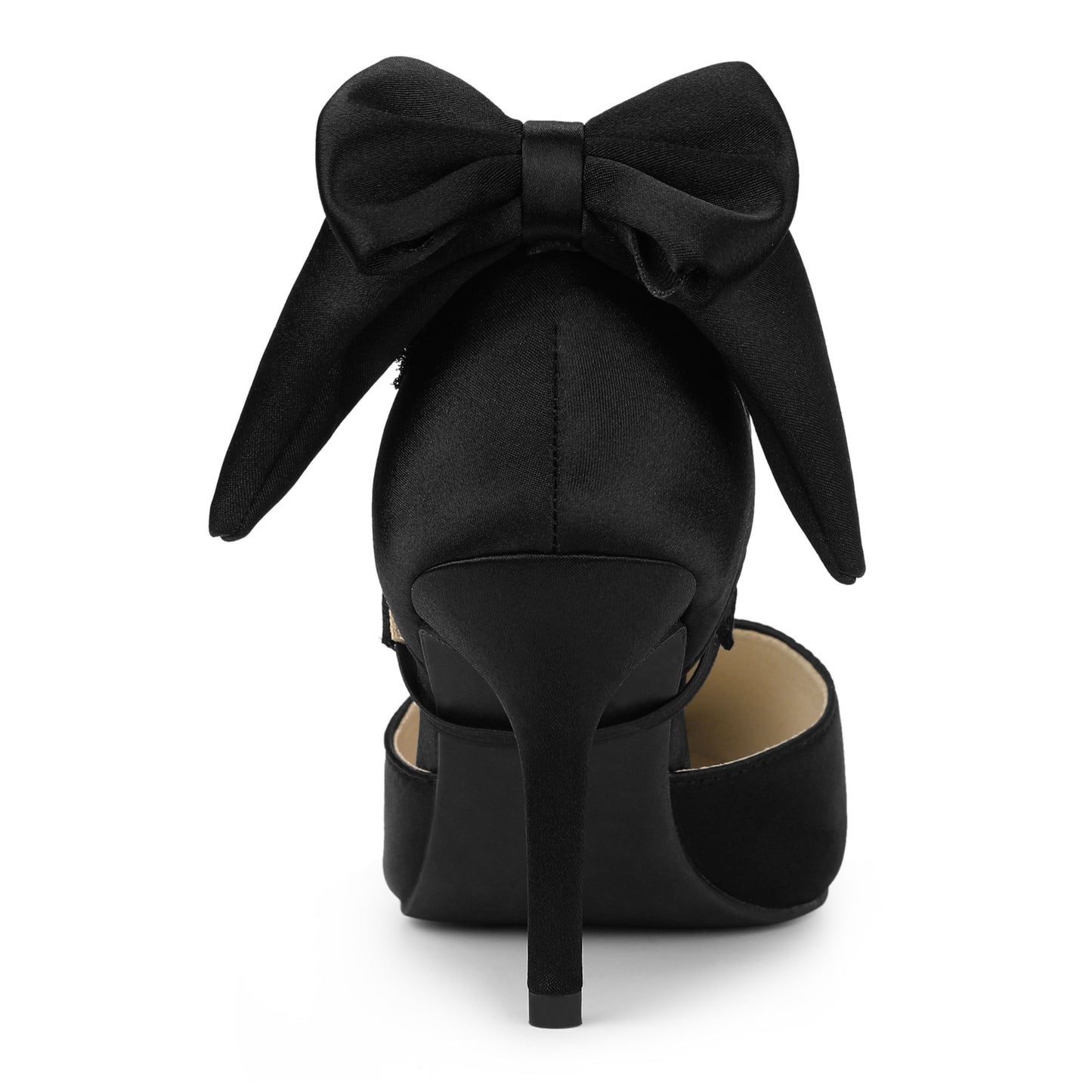 Women's Pointed Toe Bow Satin Stiletto Heels Pumps
