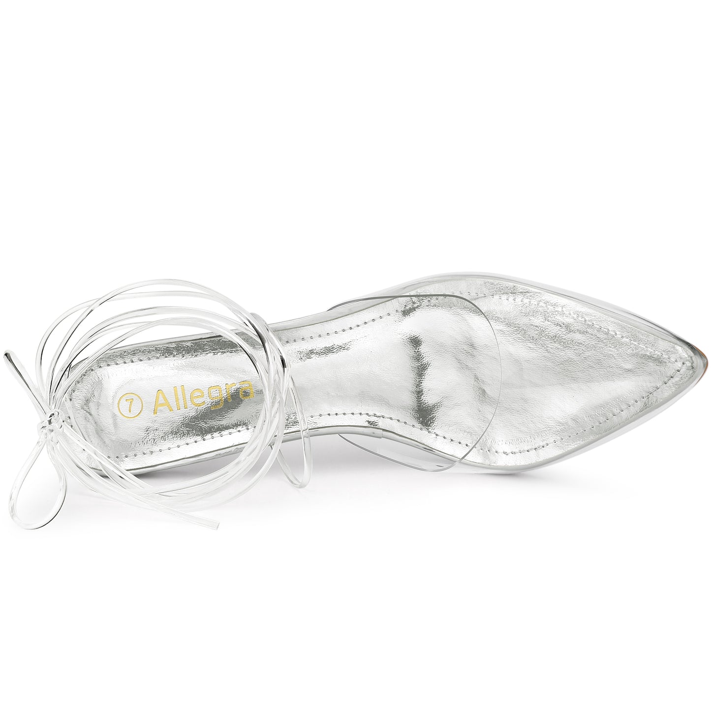 Zapatos de tacón de aguja transparente con cordones para mujer